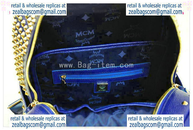 High Quality Replica MCM Stark Backpack in RoyalBlue Grainy Leather - Click Image to Close